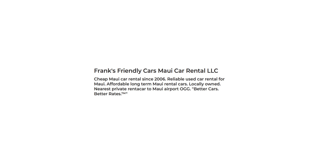 Frank’s Friendly Cars Maui Car Rental LLC
