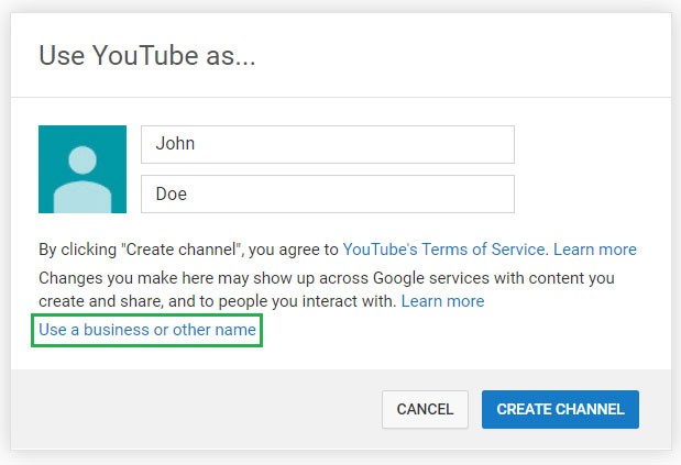 Create a youtube account for business